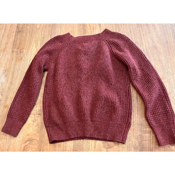 LOFT Outlet Women’s Sweater Medium Maroon Bride Script Knit Pullover - Picture 3 of 8